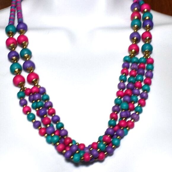 Womens Colorful Multi Layered Beaded Necklace - Picture 4 of 6